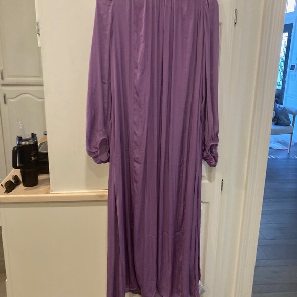 NWT Banana Republic Purple Dress Sz Small Maxi Tea Length Slit Back Long Sleeve - Picture 4 of 9